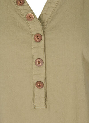 Ærmeløs bomuldstunika med knapper, Aloe, Packshot image number 2