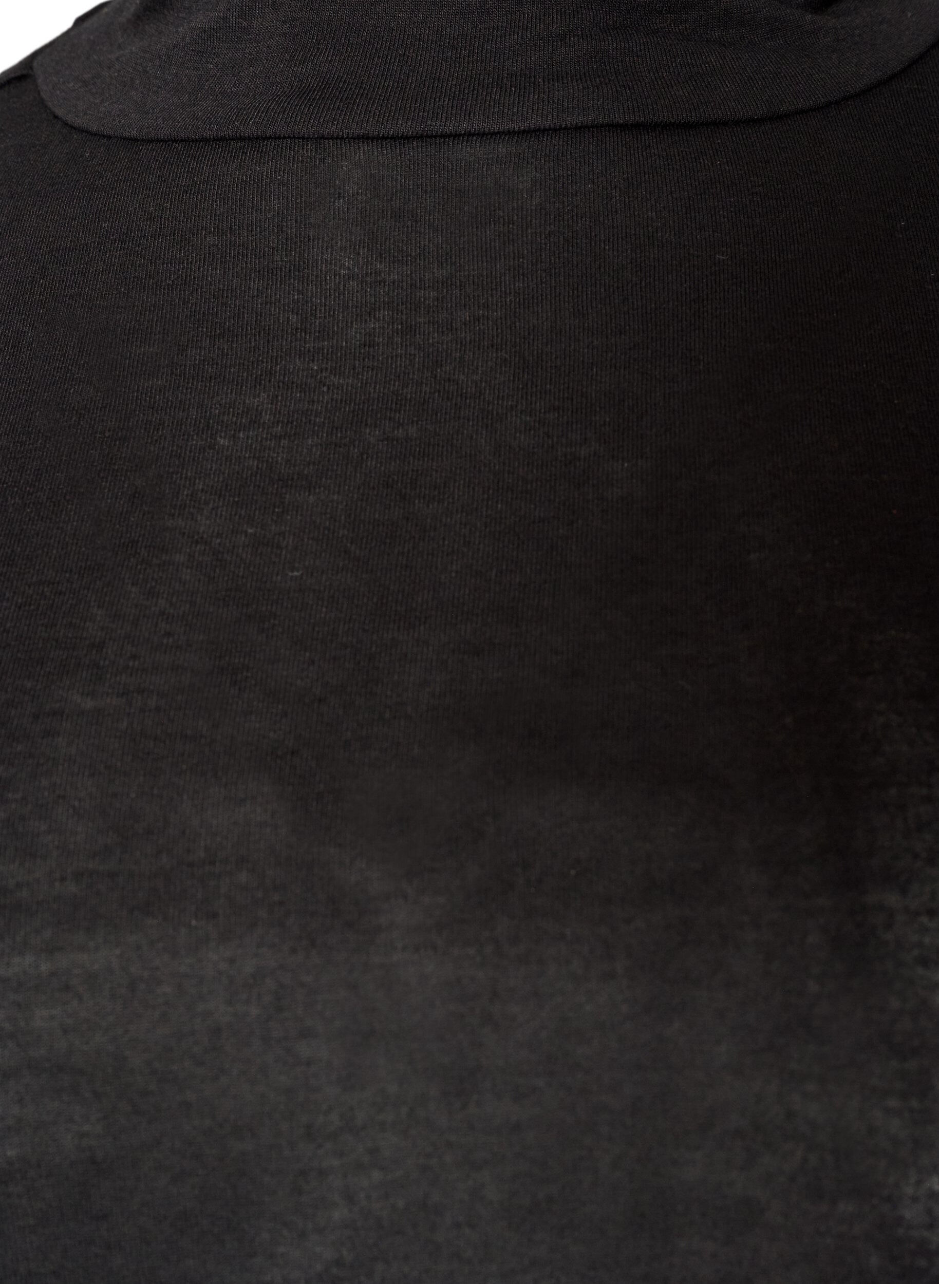 ZizziBluse i viskosejersey med halvh&oslash;j hals, Sort, Packshot image number 2