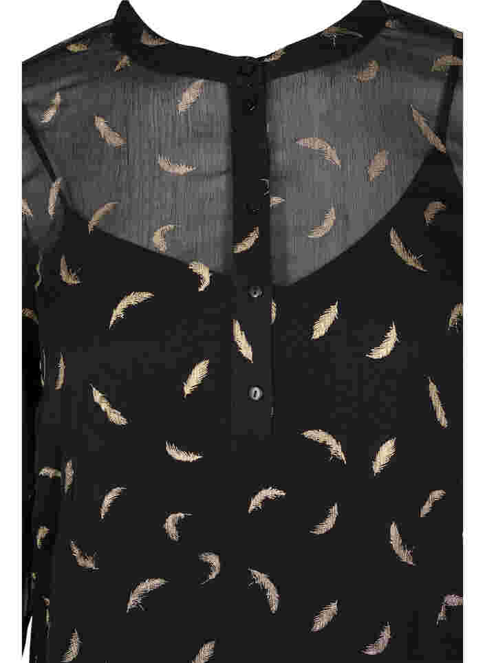 Kjole med a-shape og smock, Black, Packshot image number 2