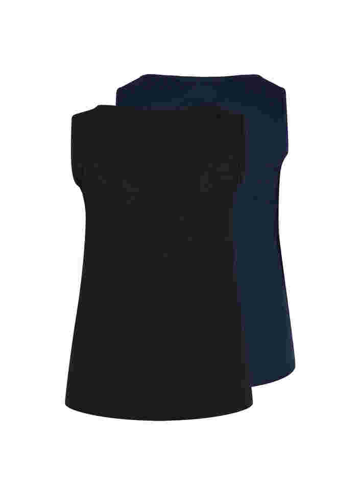 2-pak basis tanktop i rib, Black/Navy Blazer, Packshot image number 1