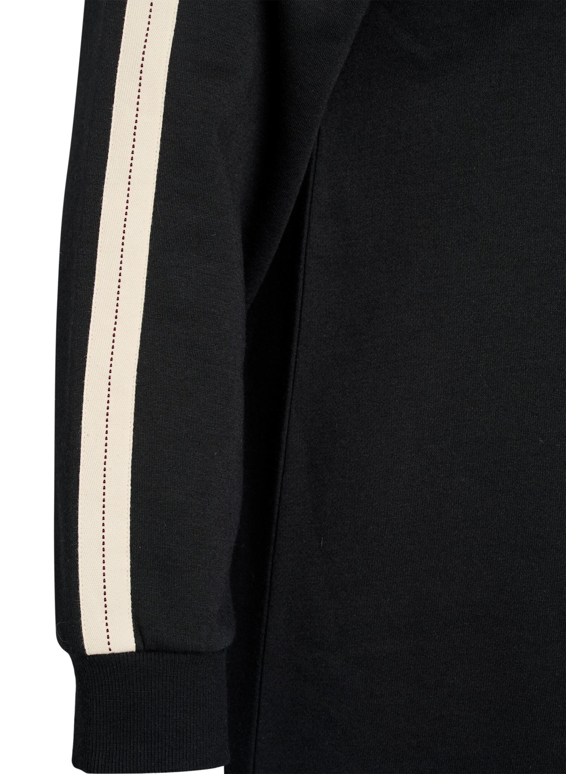 Zizzi Kort sweatkjole med h&oslash;j hals, Sort, Packshot image number 3