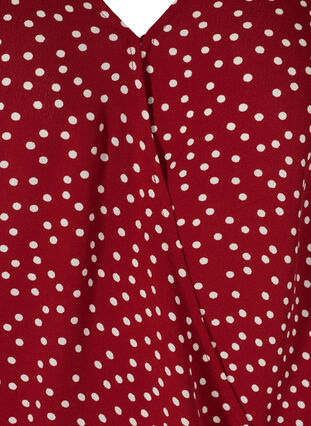 Wrap bluse i viskose med prikker , Red w. White Dot, Packshot image number 2
