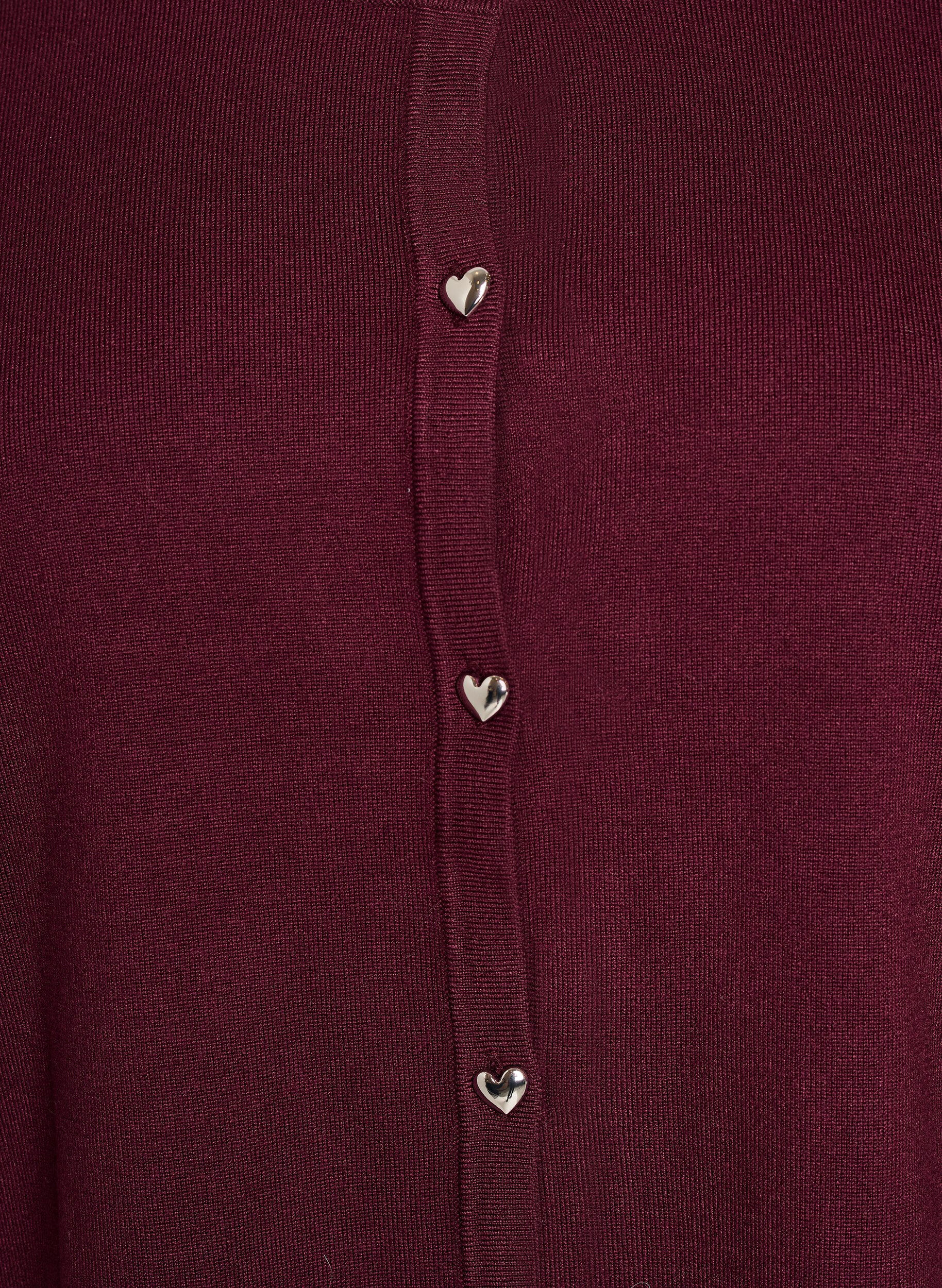 ZizziStrikket cardigan med hjerteknapper og korte &aelig;rmer, R&oslash;d, Packshot image number 2