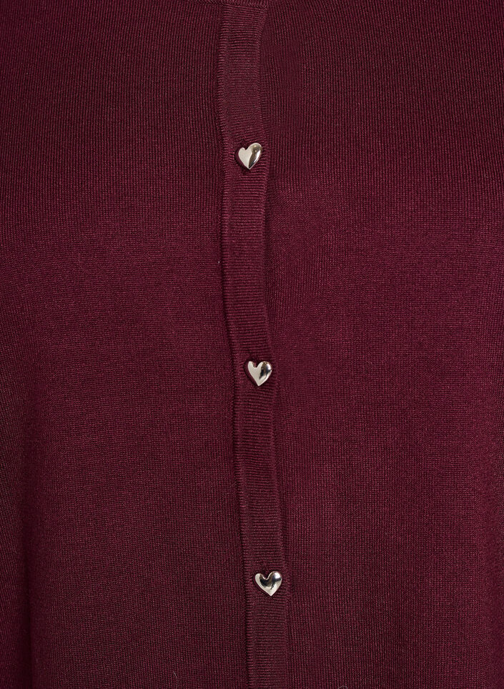 Strikket cardigan med hjerteknapper og korte &aelig;rmer, R&oslash;d, Packshot image number 2