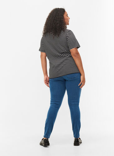 Højtaljede super slim Amy jeans, Mid Blue, Model image number 1