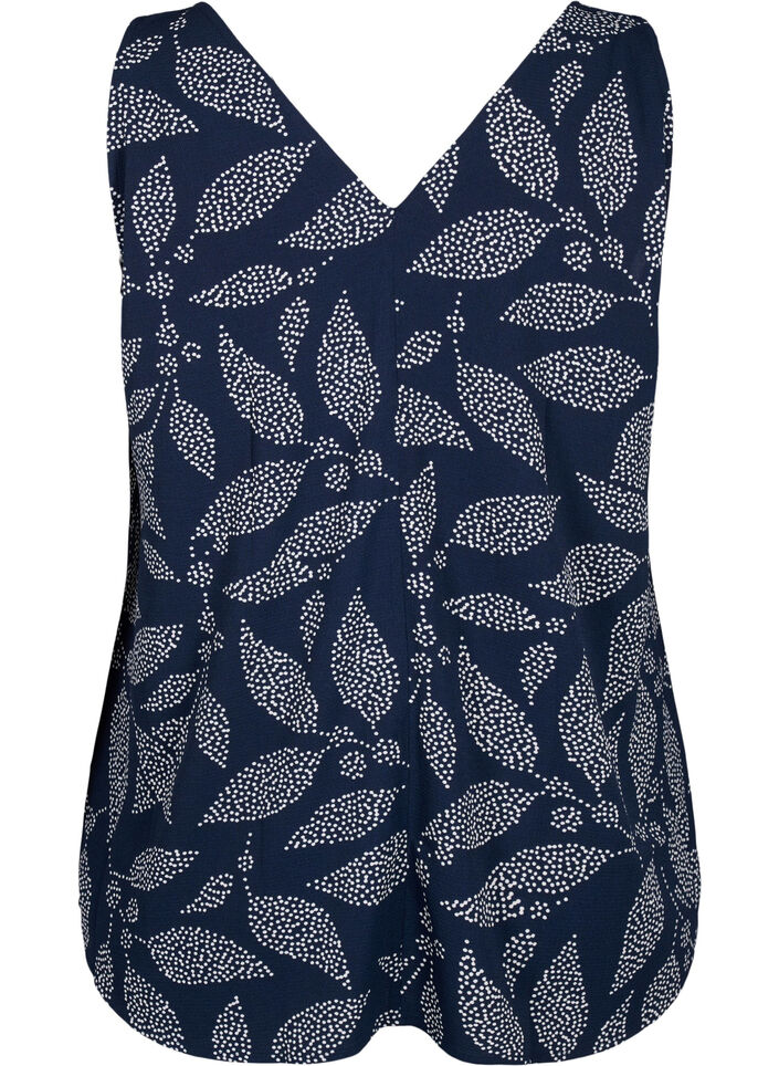 Printet top med v-hals , Navy B. w. Dot Leaf, Packshot image number 1