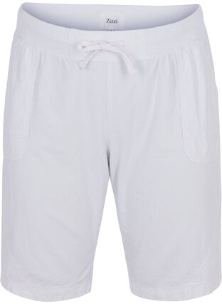Løse shorts i bomuld, Bright White, Packshot image number 0