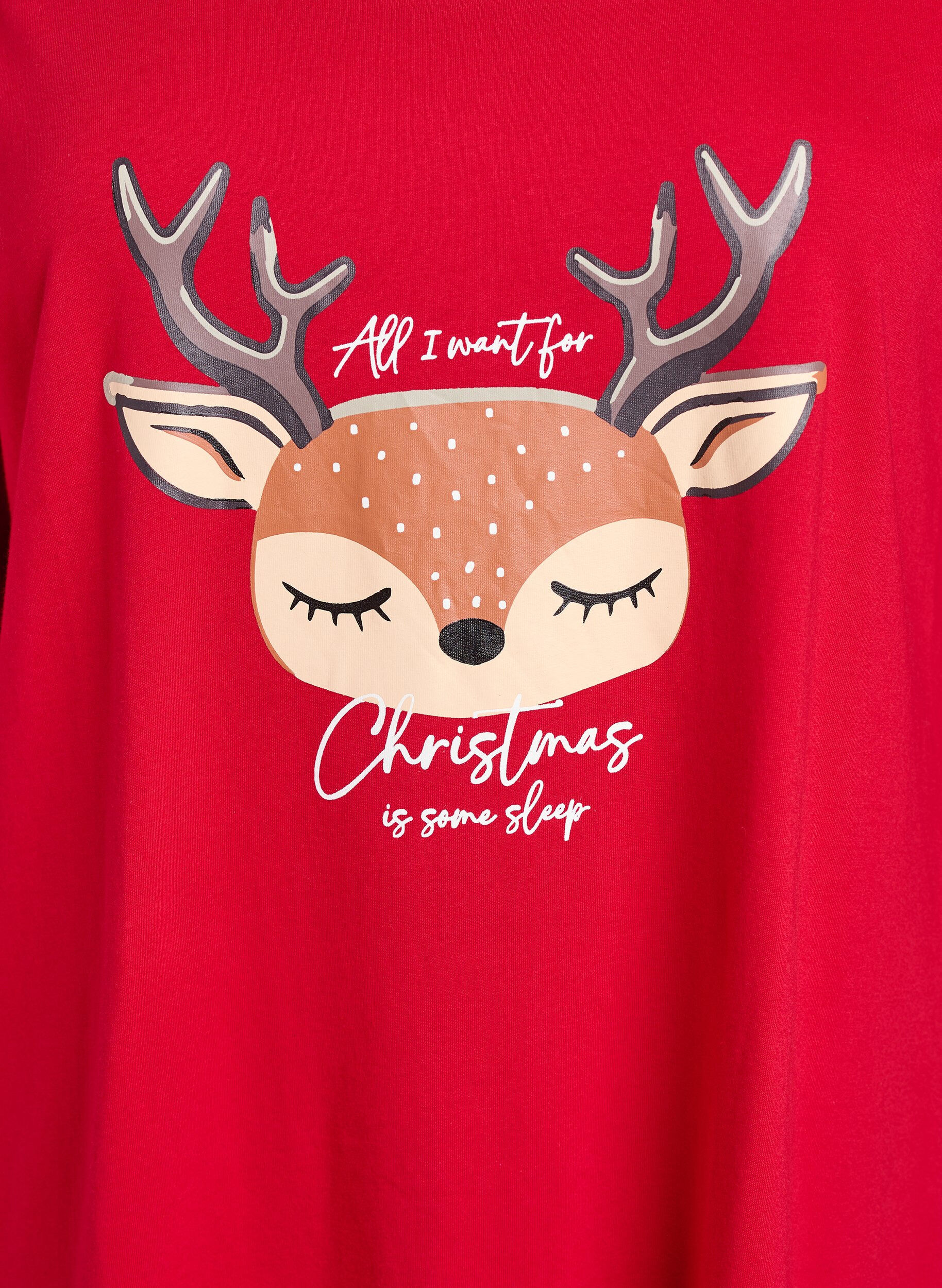 Zizzi Natkjole i &oslash;kologisk bomuld med julemotiv, R&oslash;d, Packshot image number 2