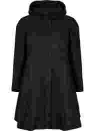 Frakke med hætte og a-shape, Black