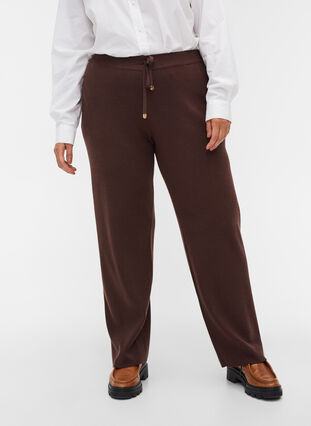 Strikkede bukser med snøre, Coffee Bean, Model image number 2