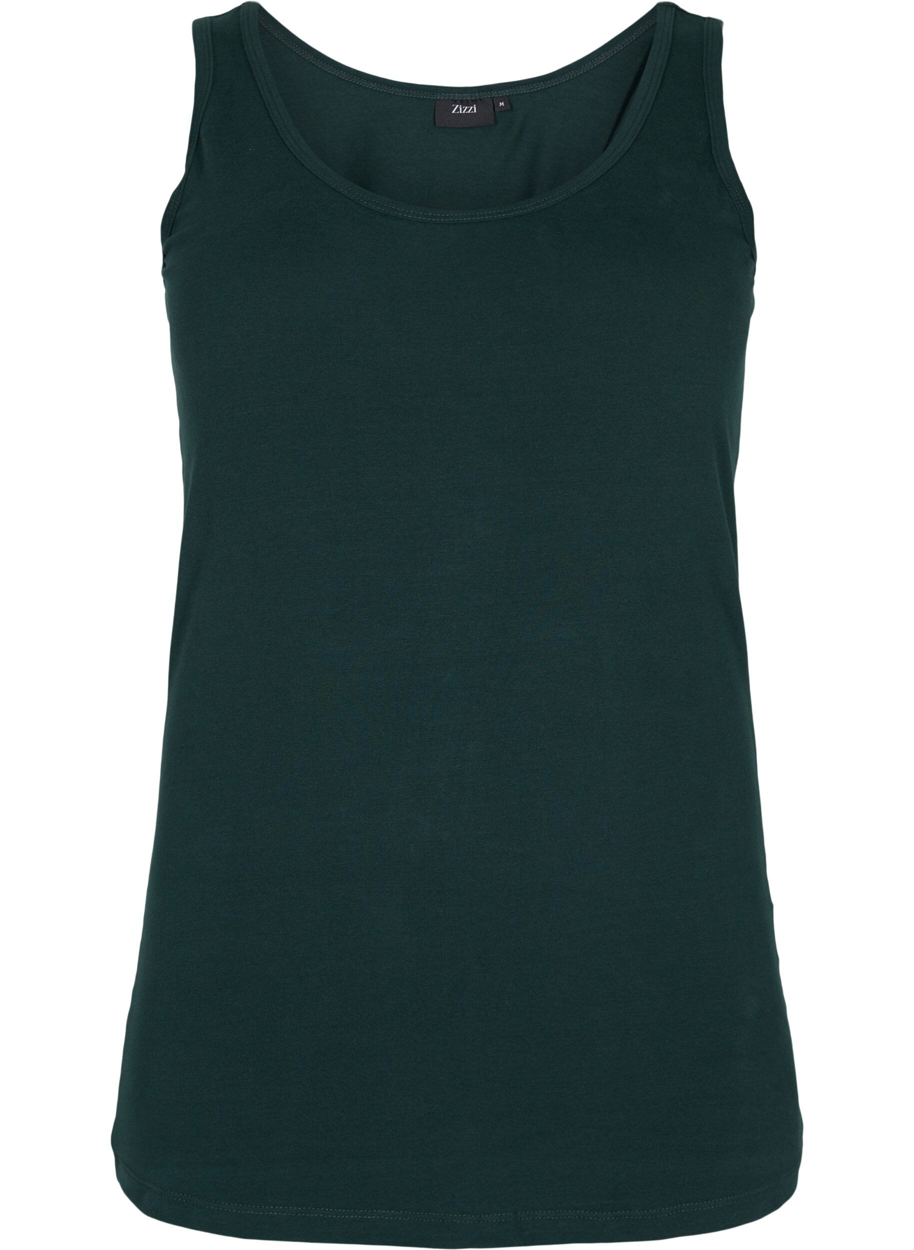 ZizziEnsfarvet basis top i bomuld, Gr&oslash;n, Packshot image number 0