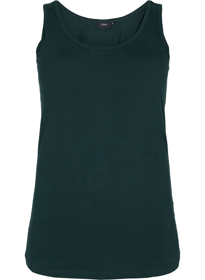 Ensfarvet basis top i bomuld, Gr&oslash;n, Packshot image number 0