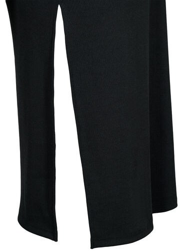 Tætsiddende kjole med lange ærmer og slids, Black, Packshot image number 3