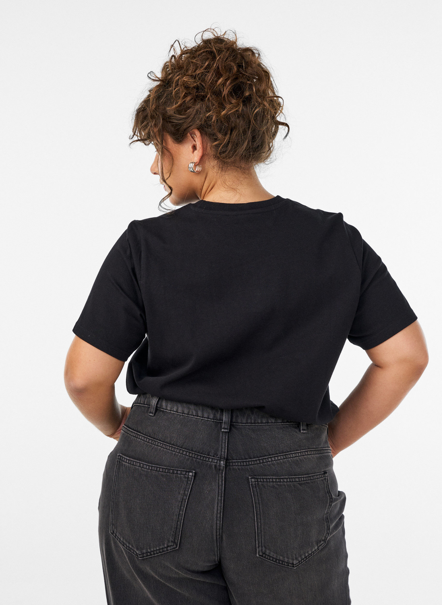 ZizziT-shirt i bomuld med tekstprint, Sort, Model image number 2