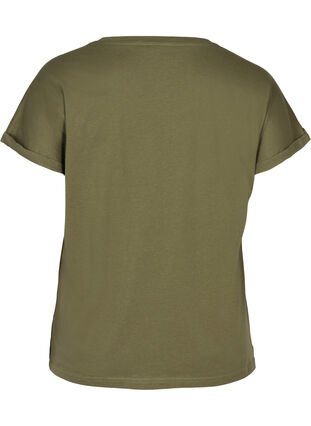 Kortærmet bomulds t-shirt med print, Ivy green w. Love, Packshot image number 1