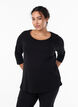 Basis bomulds t-shirt med 3/4 &aelig;rmer, Sort, Model image number 0