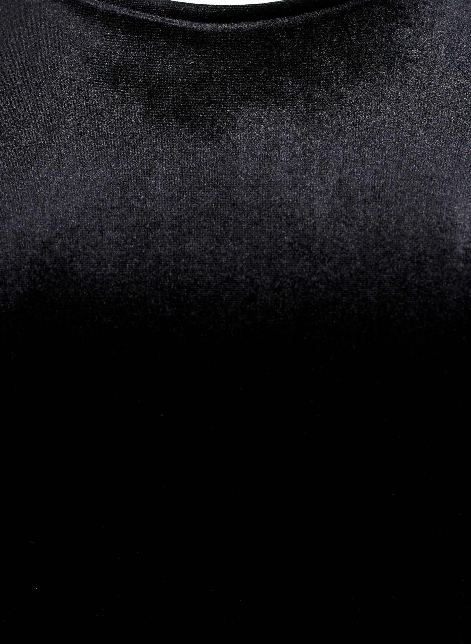 Zizzi Velourtop med korte &aelig;rmer, Sort, Packshot image number 2