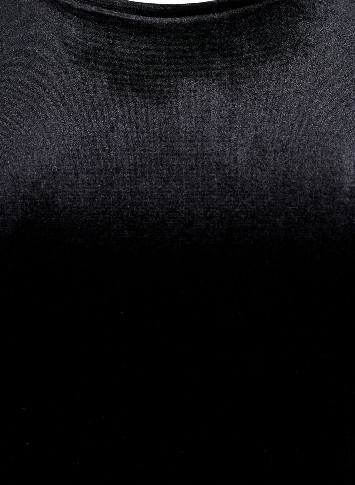 Velourtop med korte ærmer, Sort, Packshot image number 2