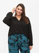 Ensfarvet bluse med v-hals, Black, Model image number 0
