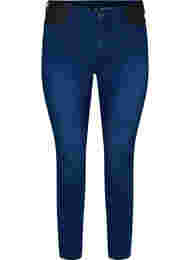 Super slim Amy jeans med elastik i taljen, Dark blue