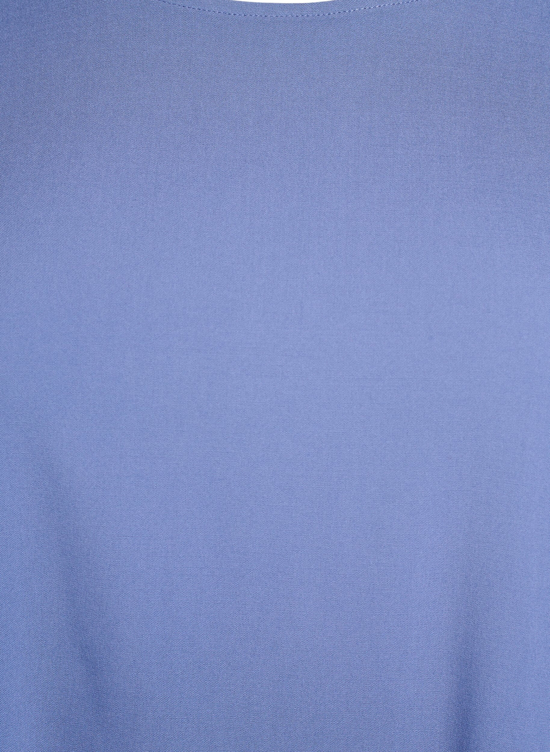 ZizziKort&aelig;rmet v&aelig;vet bluse med rund hals, Bl&aring;, Packshot image number 2