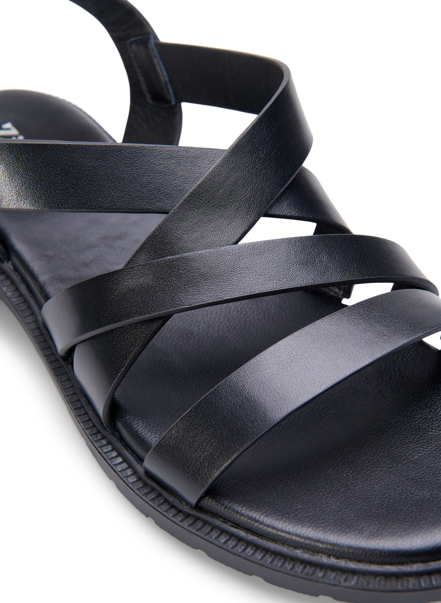 Zizzi Wide fit - Sommer sandal i l&aelig;der, Black, Packshot image number 3