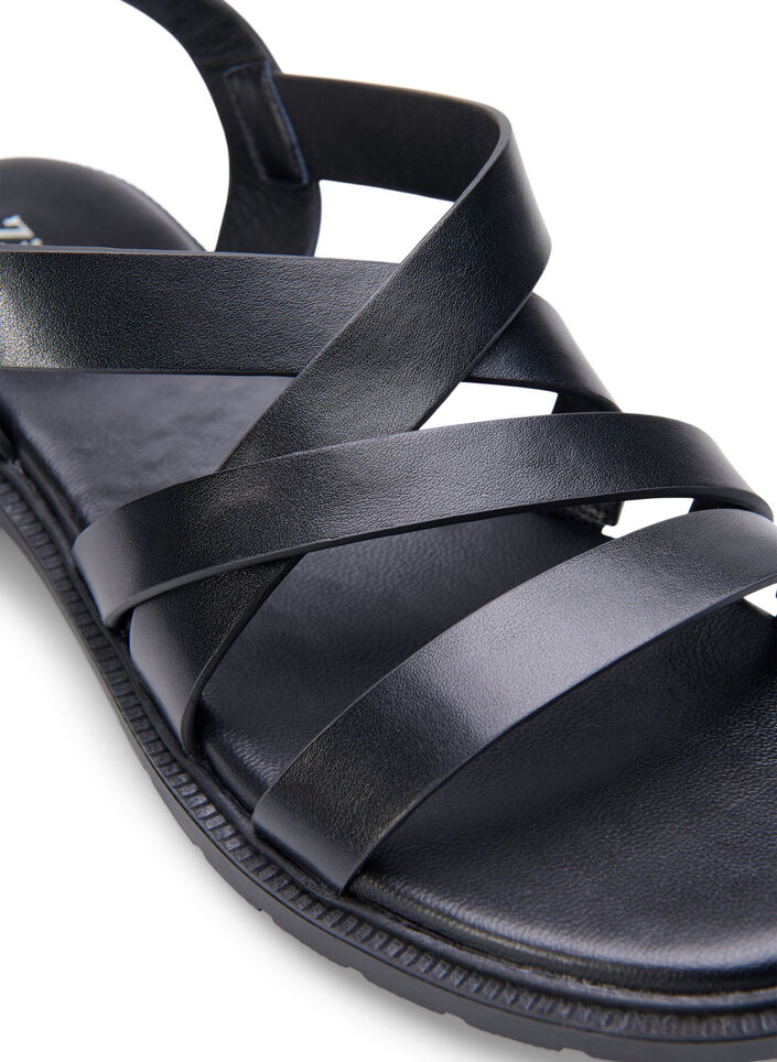 Wide fit - Sommer sandal i læder, Black, Packshot image number 3