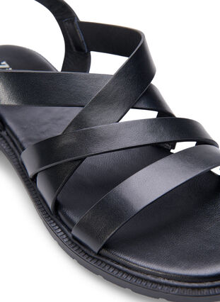 Sommer sandal i læder med bred pasform, Black, Packshot image number 3