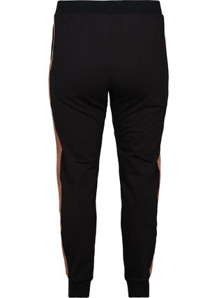 Sweat bukser med velour detalje, Black w. Burlwood, Packshot image number 1