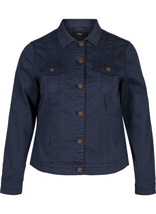 Kort farvet denim jakke, Navy, Packshot image number 0
