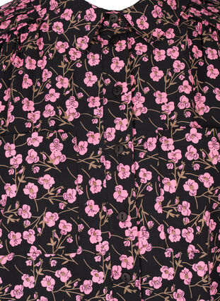 Blomstret tunika med 3/4 ærmer og krave, Flower AOP, Packshot image number 2