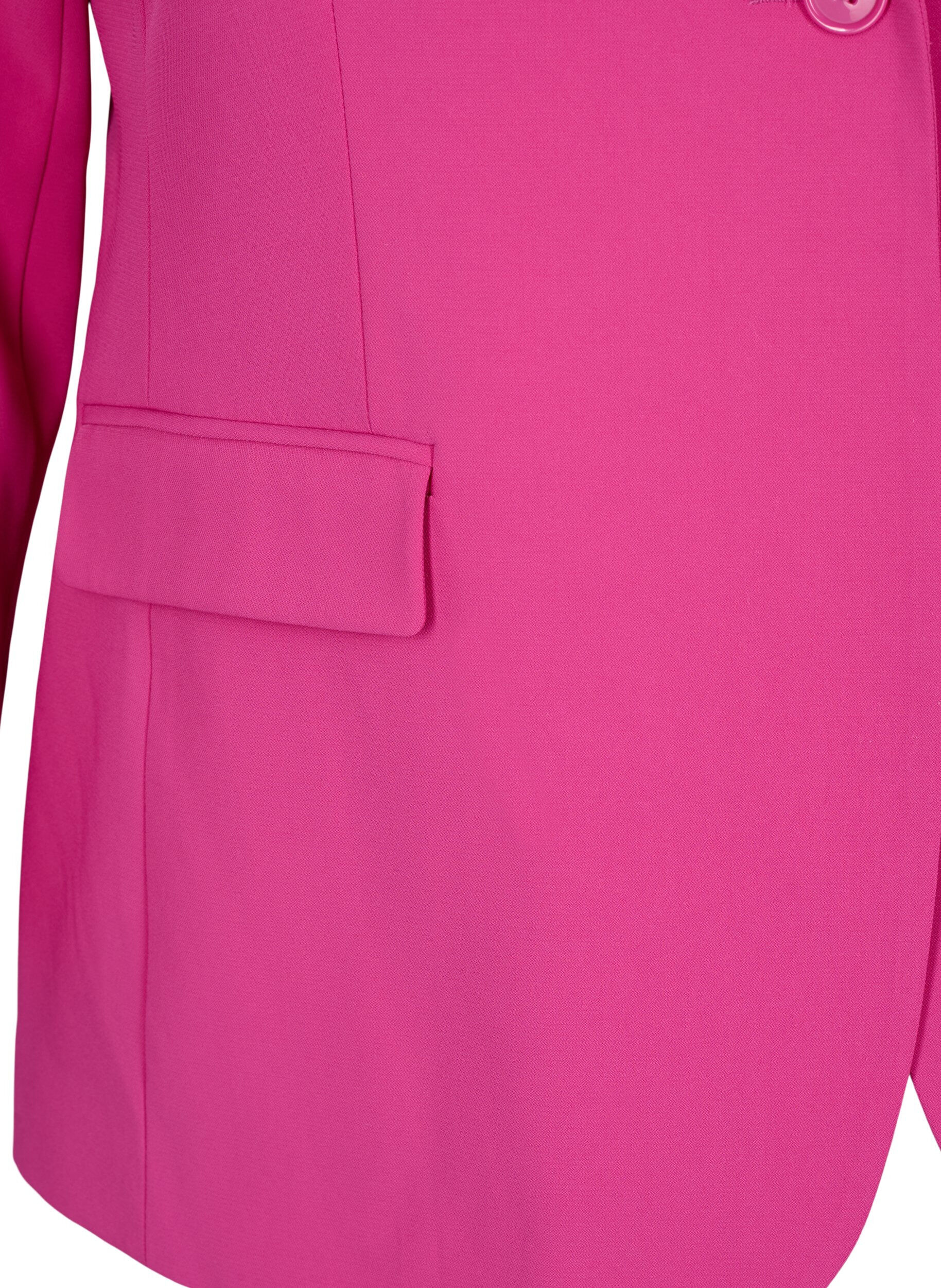 Zizzi Klassisk blazer med lommer, Festival Fuchsia, Packshot image number 3