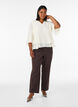 Bluse med 3/4-&aelig;rmer og fl&aelig;sedetaljer, Vanilla, Model image number 1