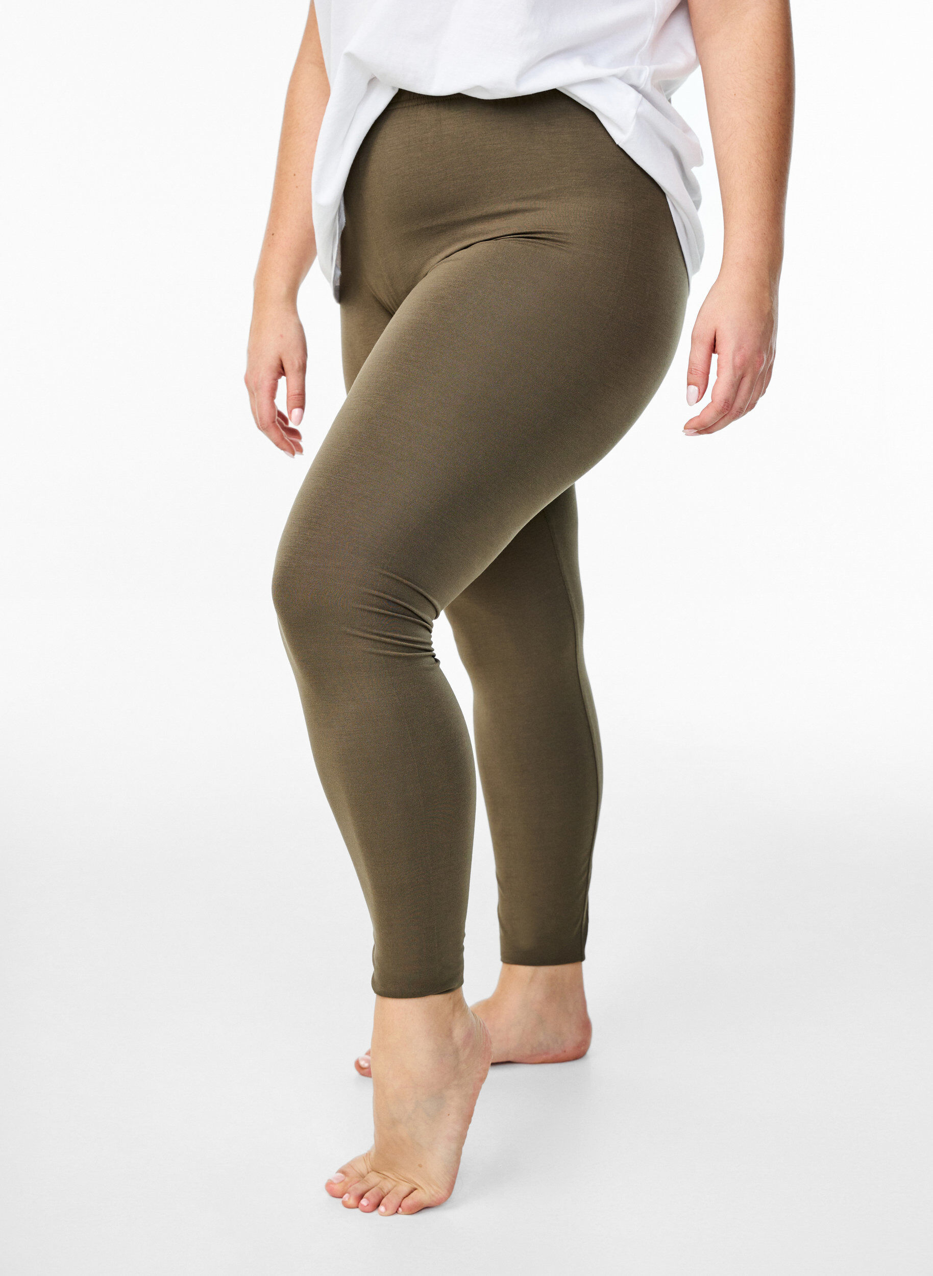 ZizziBasis leggings i viskose, Gr&oslash;n, Model image number 0