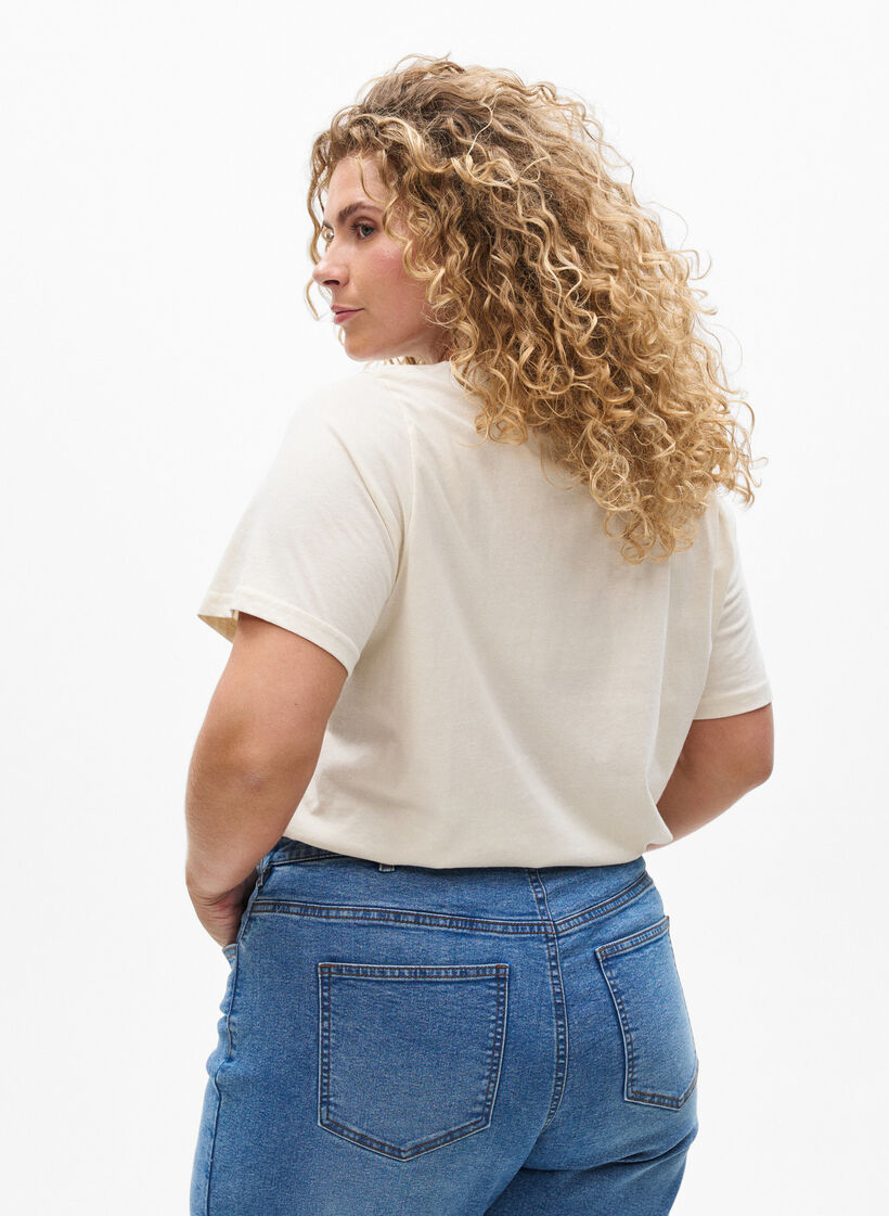 T-shirt med motiv , Vanilla, Model image number 2