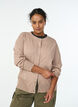 Cardigan med rund hals og stofbetrukne knapper, Beige, Model image number 0
