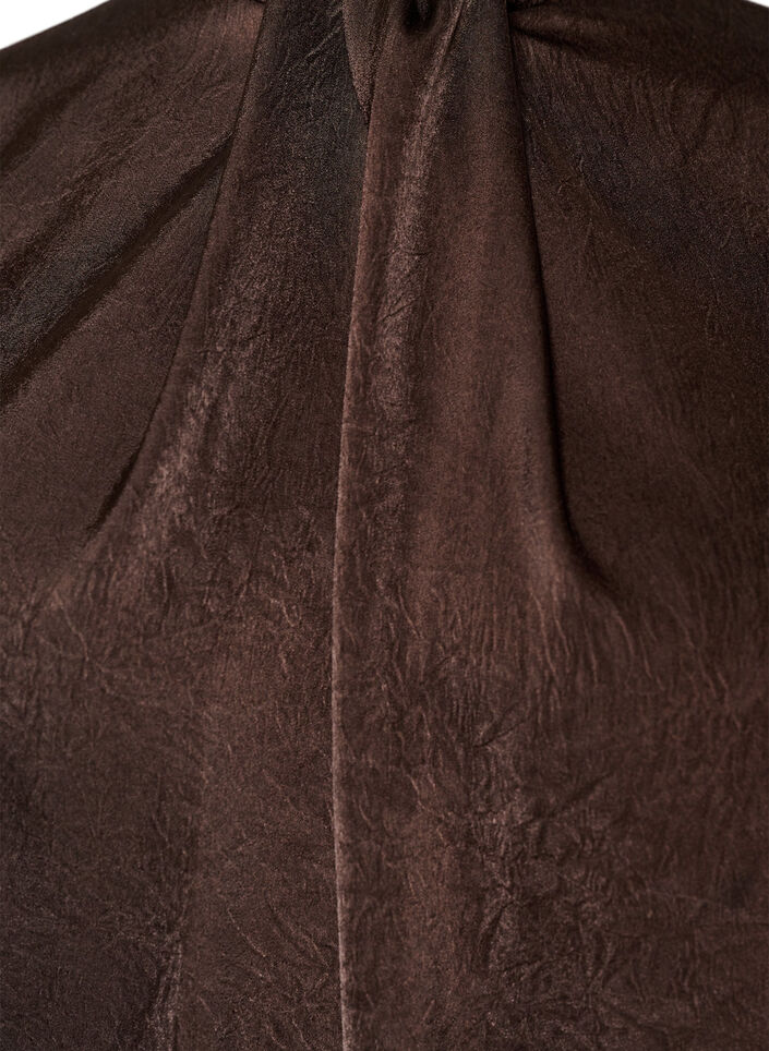 Bluse med satinlook og ballonform, Brun, Packshot image number 2