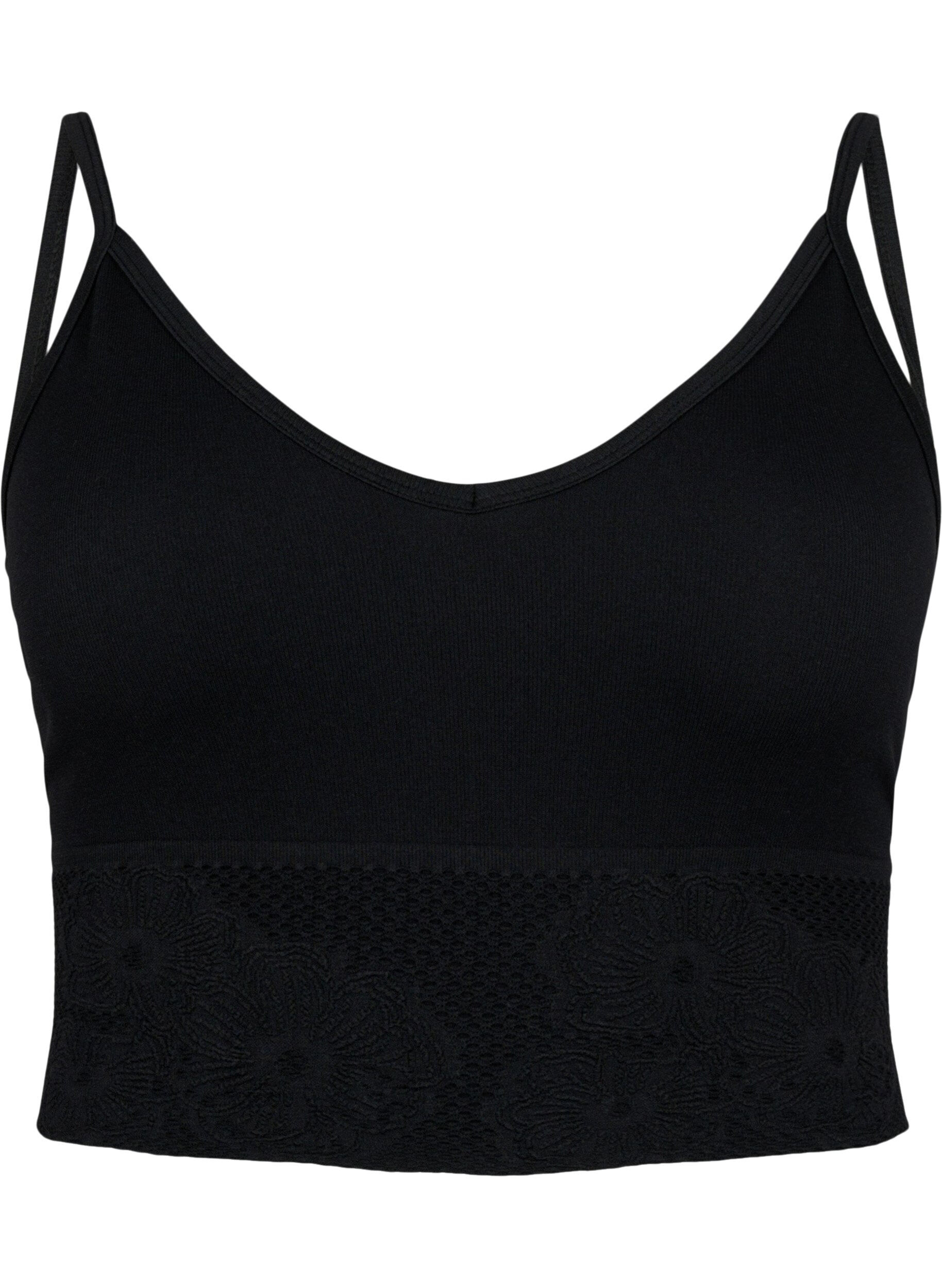 Zizzi Seamless bh top, Black, Packshot image number 0