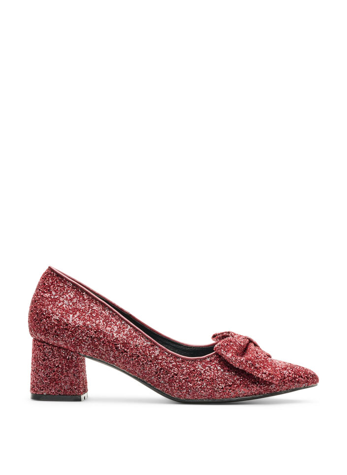 Glitter pump med sl&oslash;jfe, R&oslash;d, Packshot image number 0