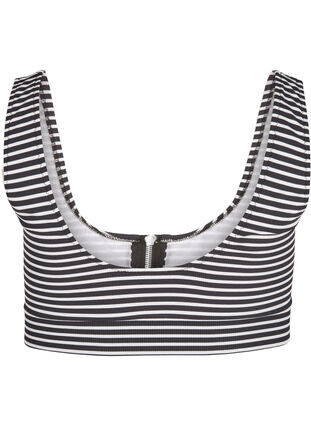Stribet bikini top med lynlåsdetalje, Navy Striped, Packshot image number 1