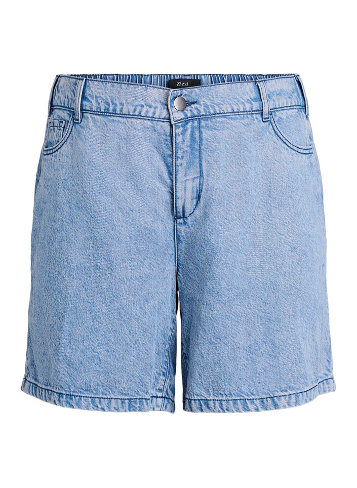 L&oslash;se denimshorts med h&oslash;j talje, Bl&aring;, Packshot image number 0