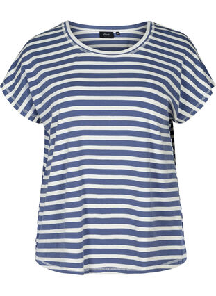 Stribet t-shirt i bomuld, Twilight Blue Stripe, Packshot image number 0