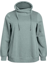 Sweatshirt med h&oslash;j krave og lommer, Gr&oslash;n