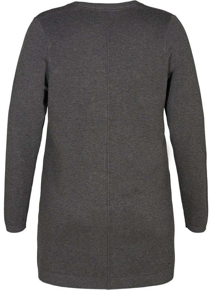 Lang strikcardigan i viskosemix, Gr&aring;, Packshot image number 1