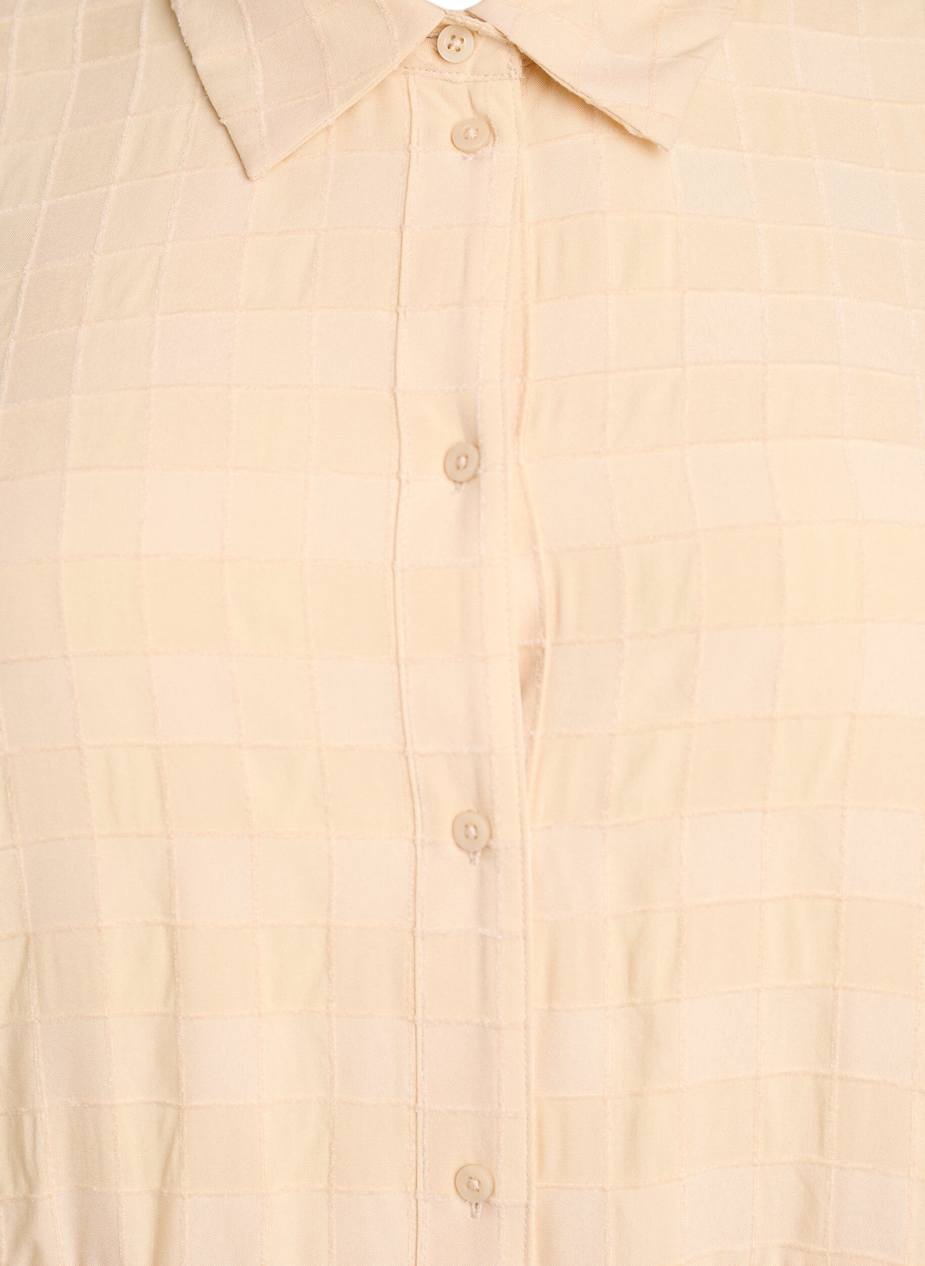 Zizzi Kort skjortekjole med ternet struktur og 1/2 &aelig;rmer, Gul, Packshot image number 2