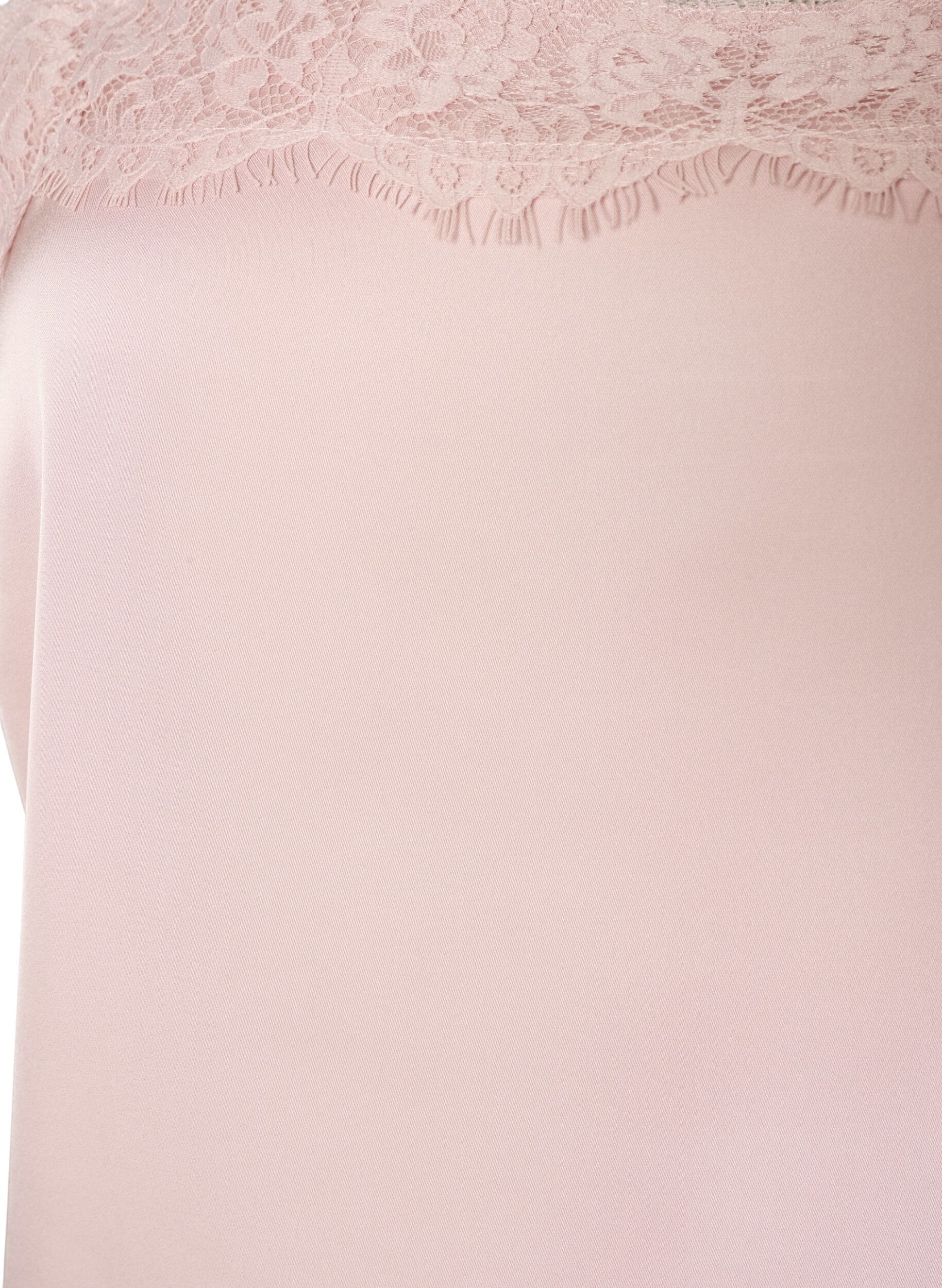 ZizziLang satintop med blondekanter, Lyser&oslash;d, Packshot image number 2