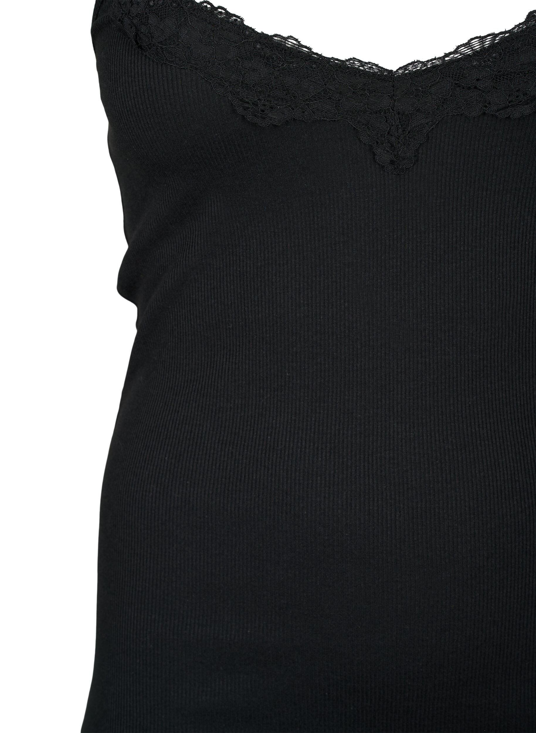 Zizzi2-pak nat toppe i rib, Black/Black, Packshot image number 2