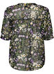 Bluse med blomsterprint og V-udsk&aelig;ring, Sort, Packshot image number 1