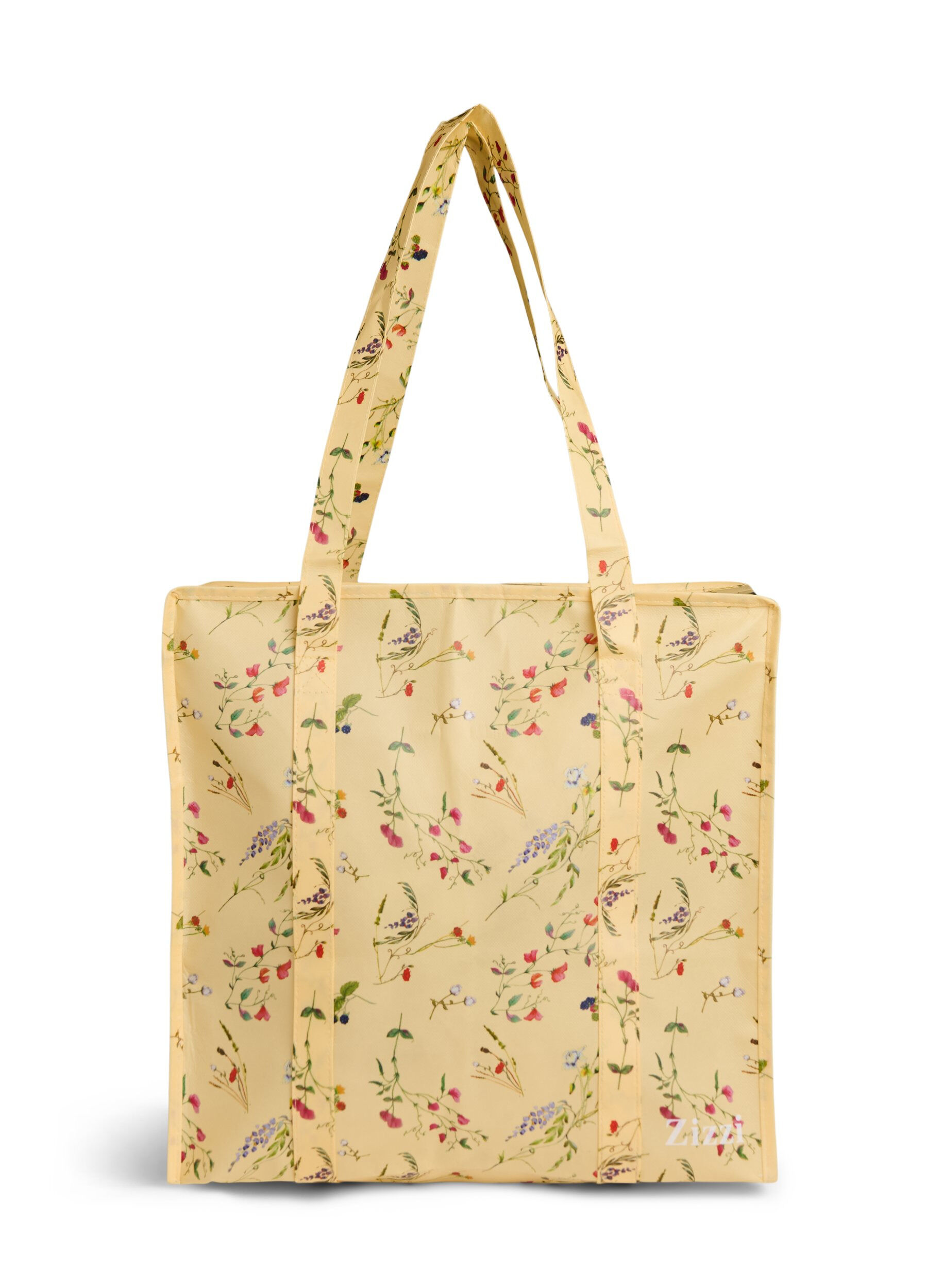 Zizzi Shoppingbag med lynl&aring;s, Gul, Packshot image number 0