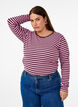 Stribet bluse med lange &aelig;rmer, Lyser&oslash;d, Model image number 0